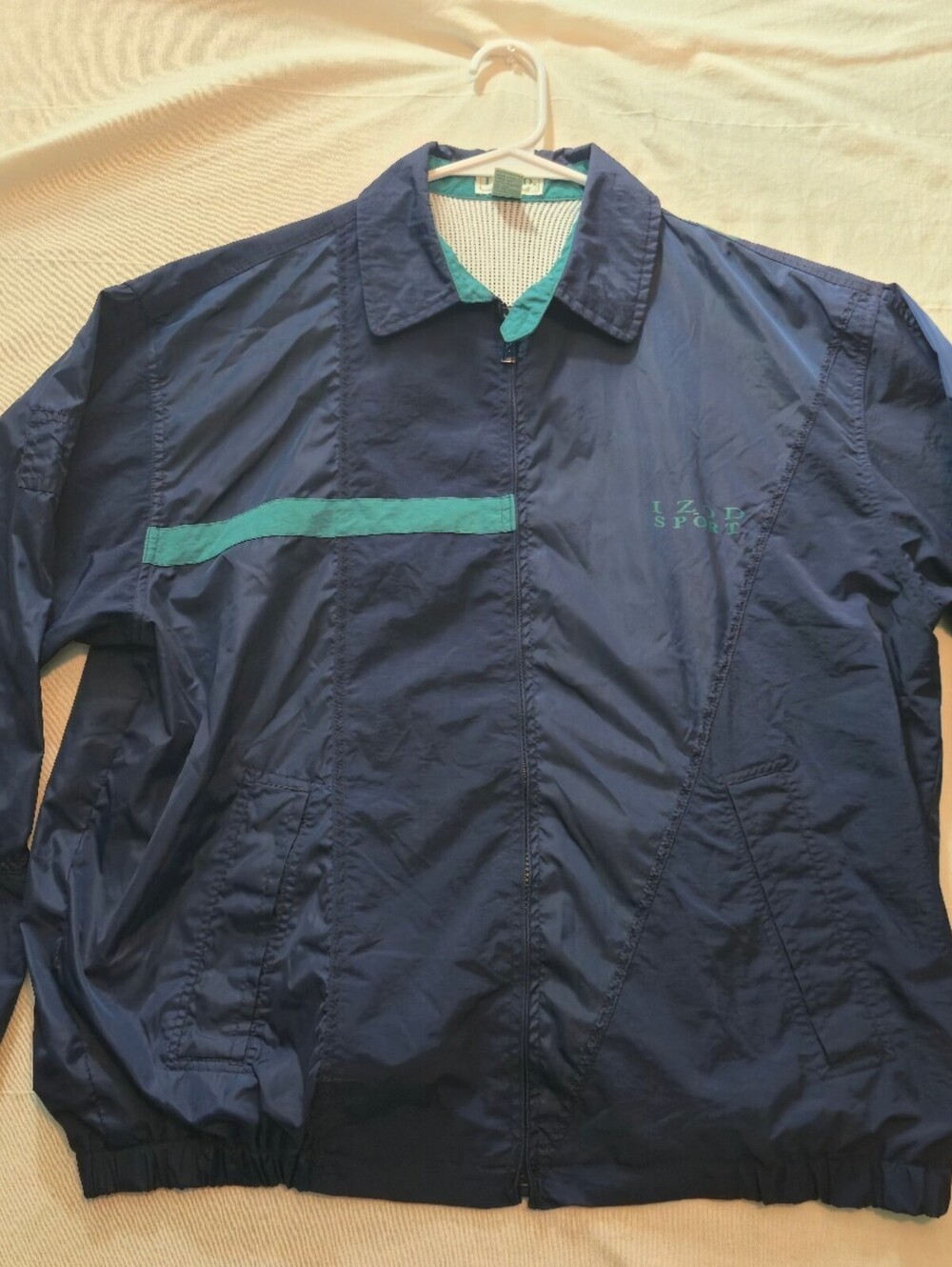 Vintage 90s Izod Sport Navy Blue Nylon Windbreaker Jacket Medium